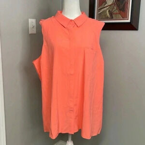 Athleta Urbanite ll Tank size 3X Orange Neon Sleeveless Wicking Athletic UPF